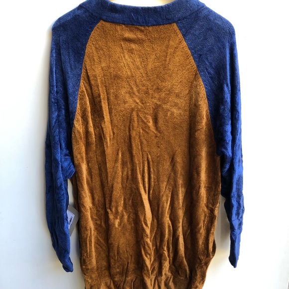 boy by band of outsiders oversize raglan cardigan brown blue size 1 new - Picture 3 of 3